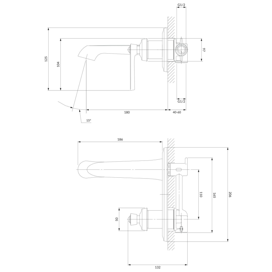 OMNIRES AM5215CR - Rubinetto lavabo per installazione incasso ARMANCE cromo lucido