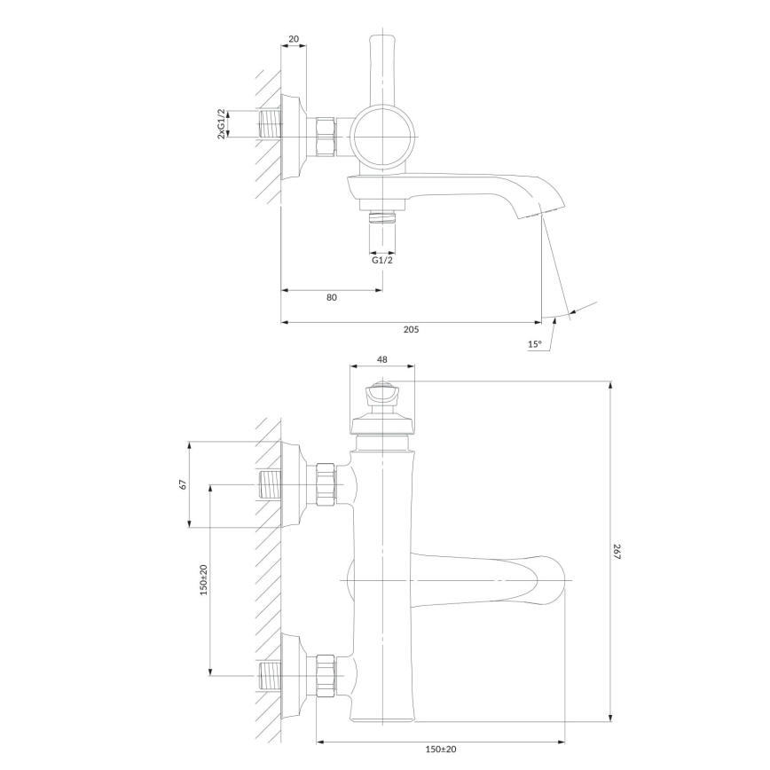 OMNIRES AM5230CR - Rubinetto vasca da bagno ARMANCE cromo lucido