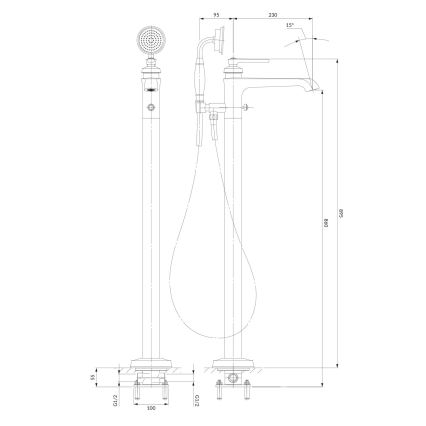 OMNIRES AM5233CR - Set vasca da bagno autoportante con miscelatore ARMANCE cromo lucido