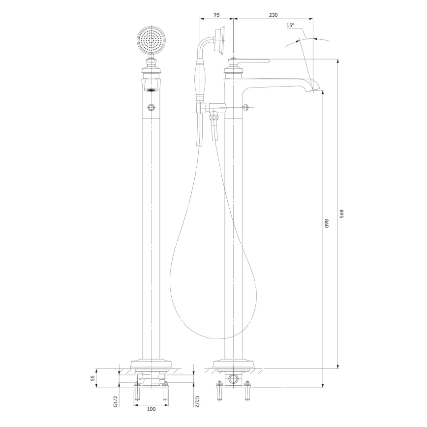 OMNIRES AM5233CR - Set vasca da bagno autoportante con miscelatore ARMANCE cromo lucido