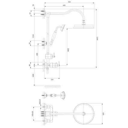 OMNIRES AM5244/6CR - Set da doccia con rubinetto termostatico ARMANCE cromo lucido