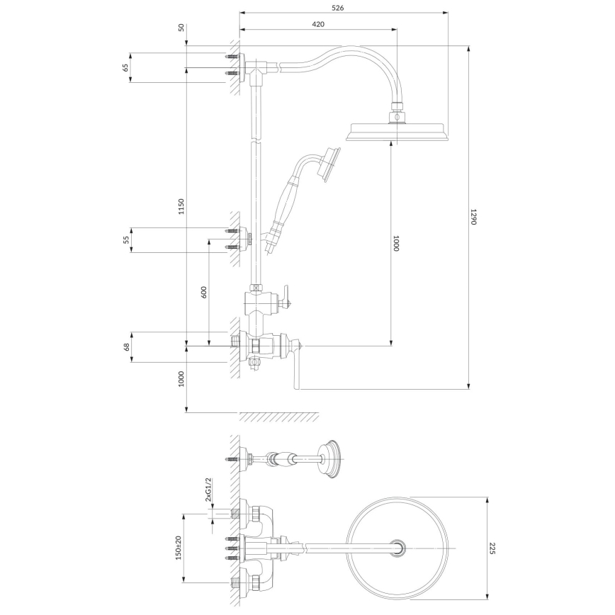 OMNIRES AM5244CR - Set doccia con rubinetto ARMANCE cromo lucido