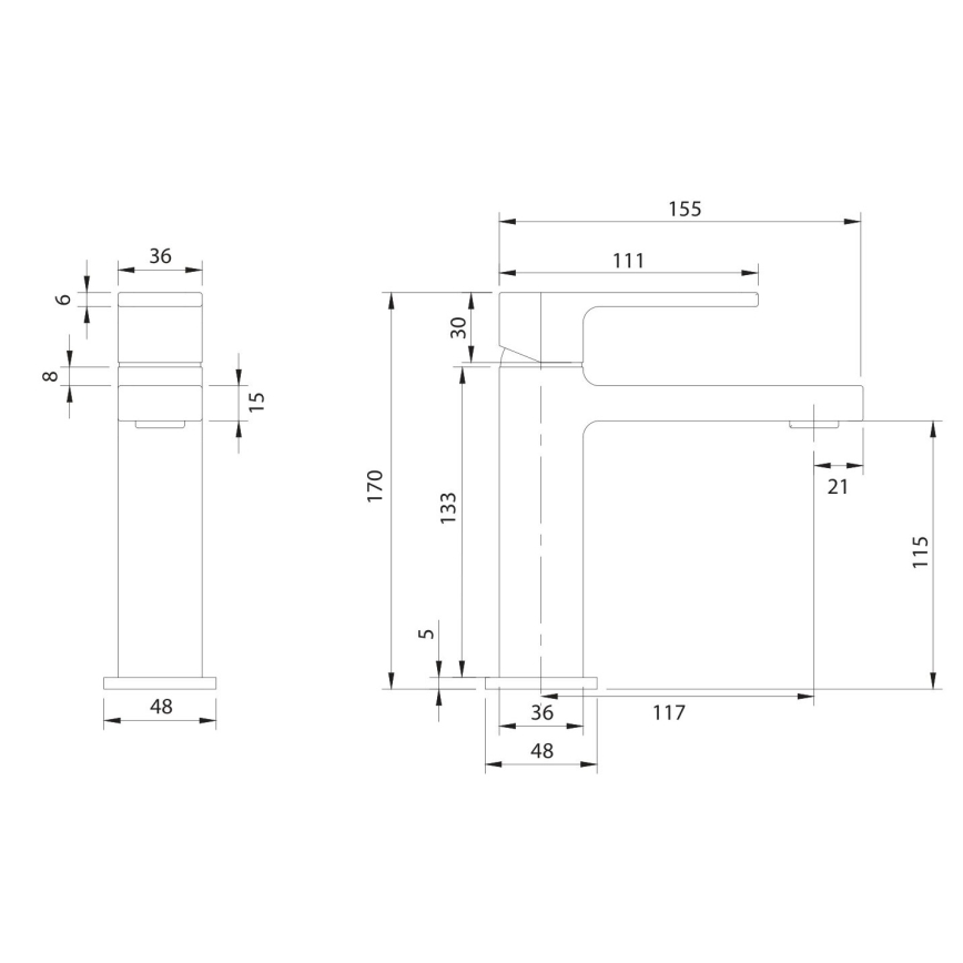 OMNIRES BA7810BL - Miscelatore per lavabo BARETTI 17 cm nero opaco
