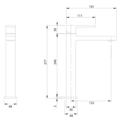 OMNIRES BA7812BL - Miscelatore per lavabo BARETTI 27,7 cm nero opaco