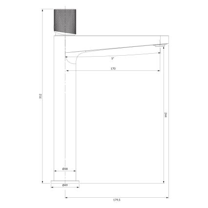 OMNIRES CT8012AT - Miscelatore per lavabo CONTOUR 31,2 cm, antracite spazzolato