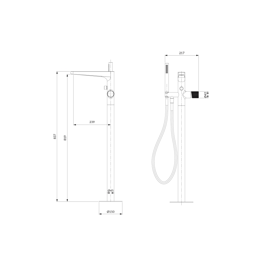 OMNIRES CT8033CR - Indipendente set da bagno con rubinetto CONTOUR cromo lucido