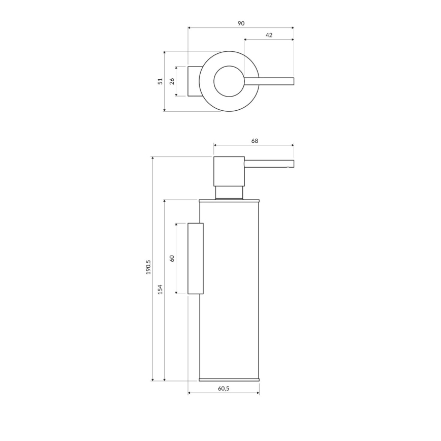OMNIRES MP60721BL - Distributore di sapone a parete MODERN PROJECT 150 ml opaco nero