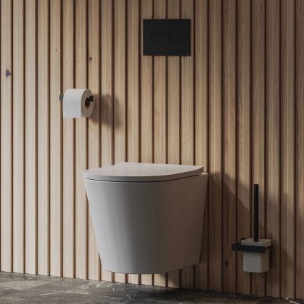 OMNIRES NL80620BL - Porta scopino WC da parete NELSON nero opaco