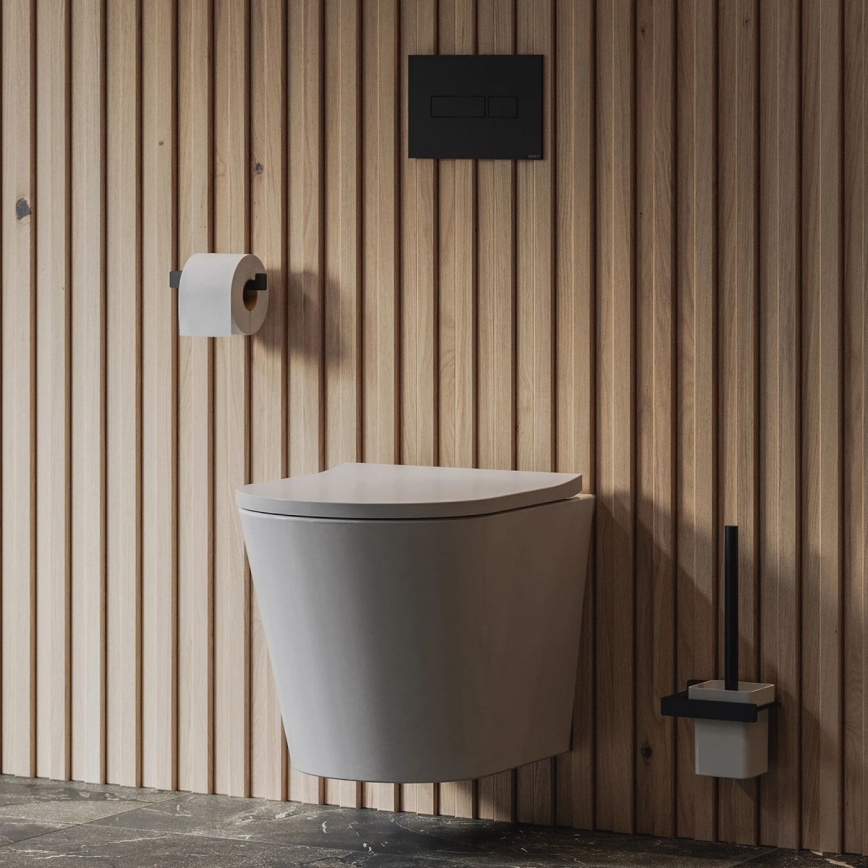 OMNIRES NL80620BL - Porta scopino WC da parete NELSON nero opaco