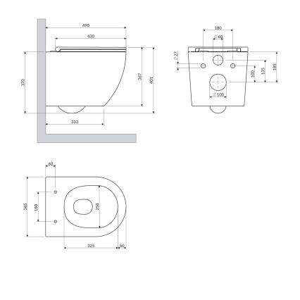 OMNIRES OTTAWASPXMWBM - WC sospeso con sedile SoftClose OTTAWA ceramica/bianco opaco