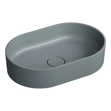 OMNIRES OVOUNAG - Lavandino da appoggio OVO 55x36 cm dolomite/opaco grigio cenere