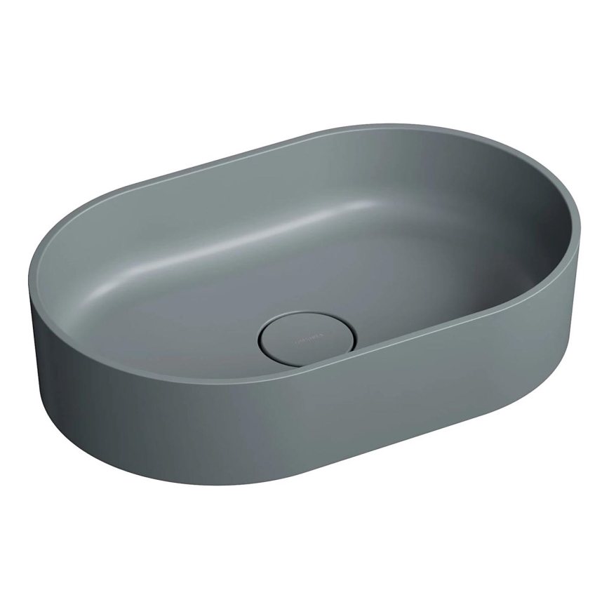 OMNIRES OVOUNAG - Lavandino da appoggio OVO 55x36 cm dolomite/opaco grigio cenere