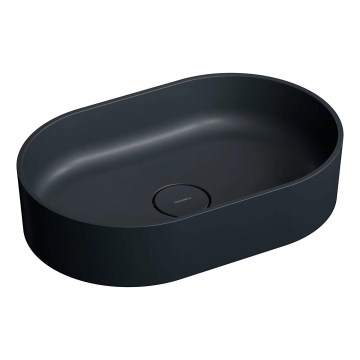 OMNIRES OVOUNBLV - Lavabo da appoggio OVO 55x36 cm dolomite/lava nero opaco