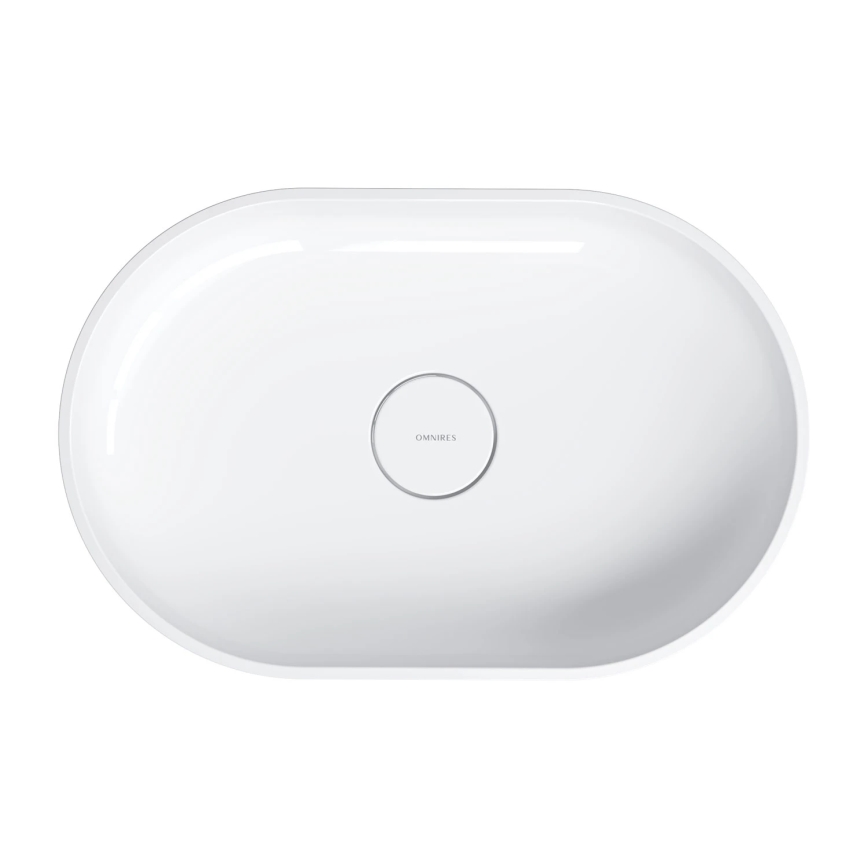 OMNIRES OVOUNBP - Lavandino da appoggio OVO 55x36 cm dolomite/bianco lucido