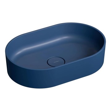 OMNIRES OVOUNMB - Lavandino da appoggio OVO 55x36 cm dolomite/opaco blu mezzanotte