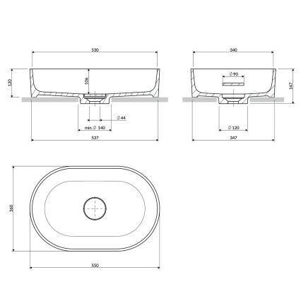 OMNIRES OVOUNTE - Lavabo da appoggio OVO 55x36 cm dolomite/terracotta opaca