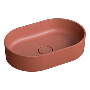 OMNIRES OVOUNTE - Lavabo da appoggio OVO 55x36 cm in dolomite/terracotta opaca
