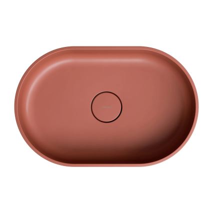 OMNIRES OVOUNTE - Lavabo da appoggio OVO 55x36 cm in dolomite/terracotta opaca