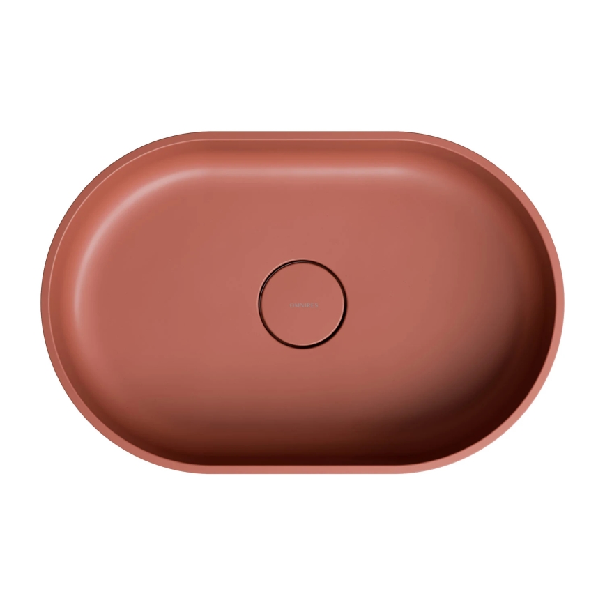 OMNIRES OVOUNTE - Lavabo da appoggio OVO 55x36 cm in dolomite/terracotta opaca