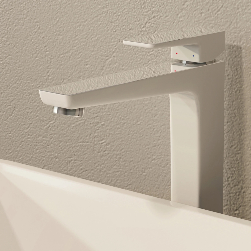 OMNIRES PM7412CRB - Rubinetto del lavandino PARMA 27,3 cm cromo lucido/bianco