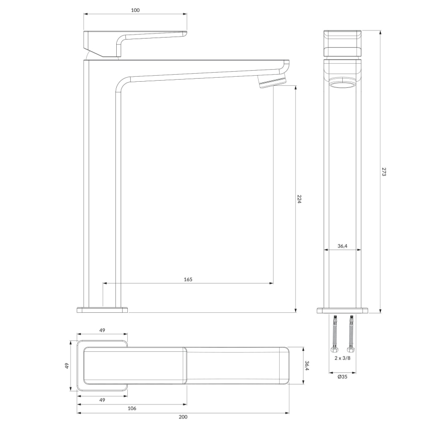 OMNIRES PM7412CRB - Rubinetto del lavandino PARMA 27,3 cm cromo lucido/bianco
