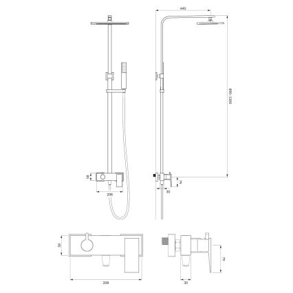 OMNIRES PM7444CR - Set doccia con rubinetto PARMA cromo lucido