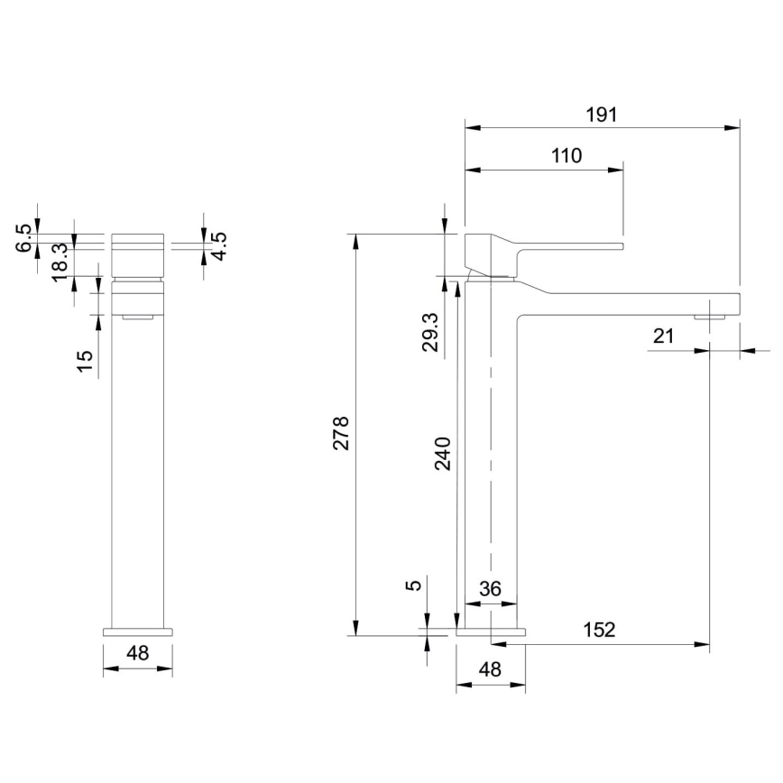 OMNIRES SL7712CR - Rubinetto del lavandino SLIDE 27,8 cm cromo lucido