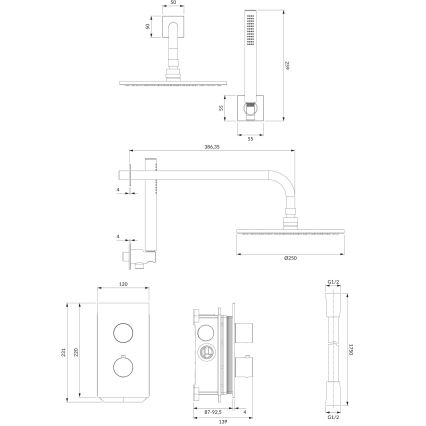 OMNIRES SYSCT11CR - Set doccia con miscelatore termostatico incasso CONTOUR cromo lucido