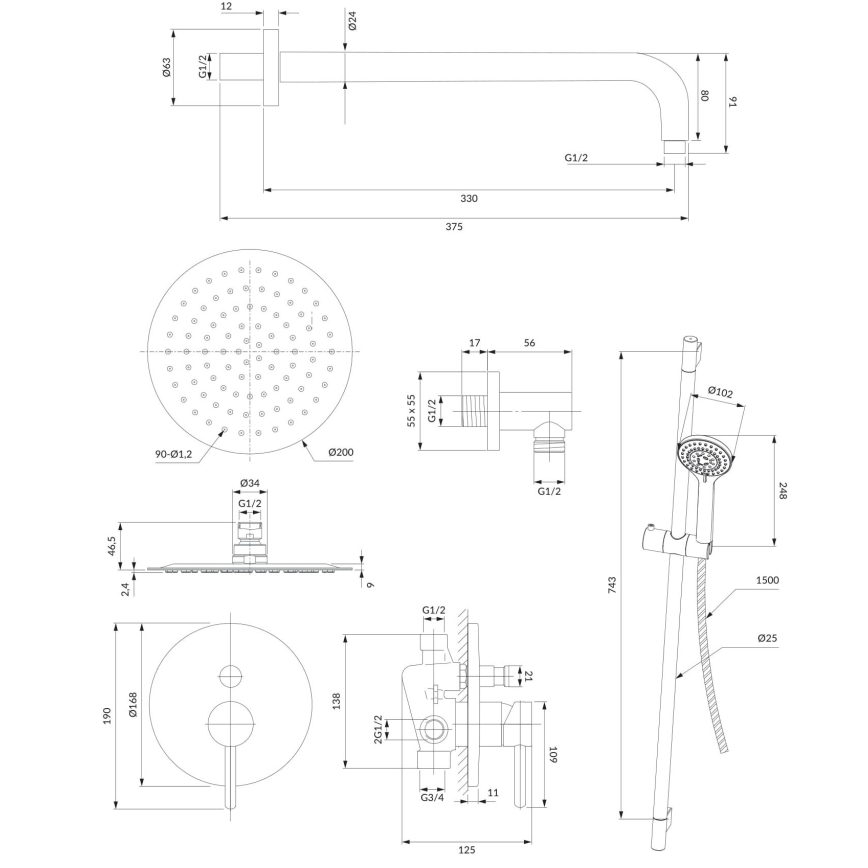 OMNIRES SYSY17CR - Set doccia con miscelatore incasso Y cromo lucido