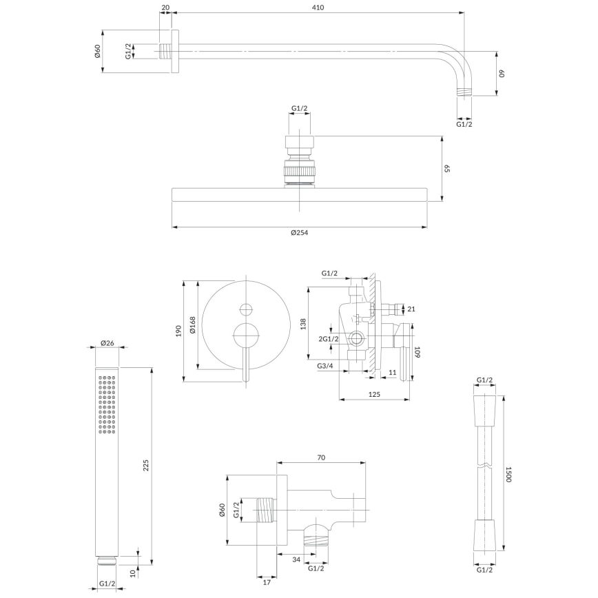 OMNIRES SYSY22XCR - Set doccia con miscelatore incasso Y cromo lucido