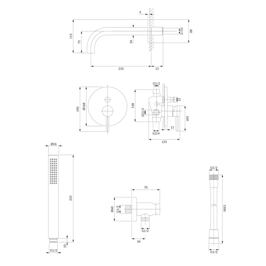 OMNIRES SYSYW01CR - Set vasca con miscelatore incasso Y cromo lucido