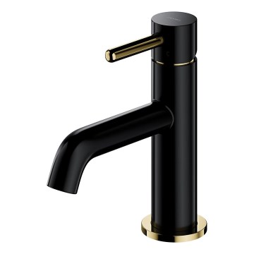 OMNIRES Y1210NBLGL - Miscelatore per lavabo Y 16,2 cm, nero semiopaco/oro lucido
