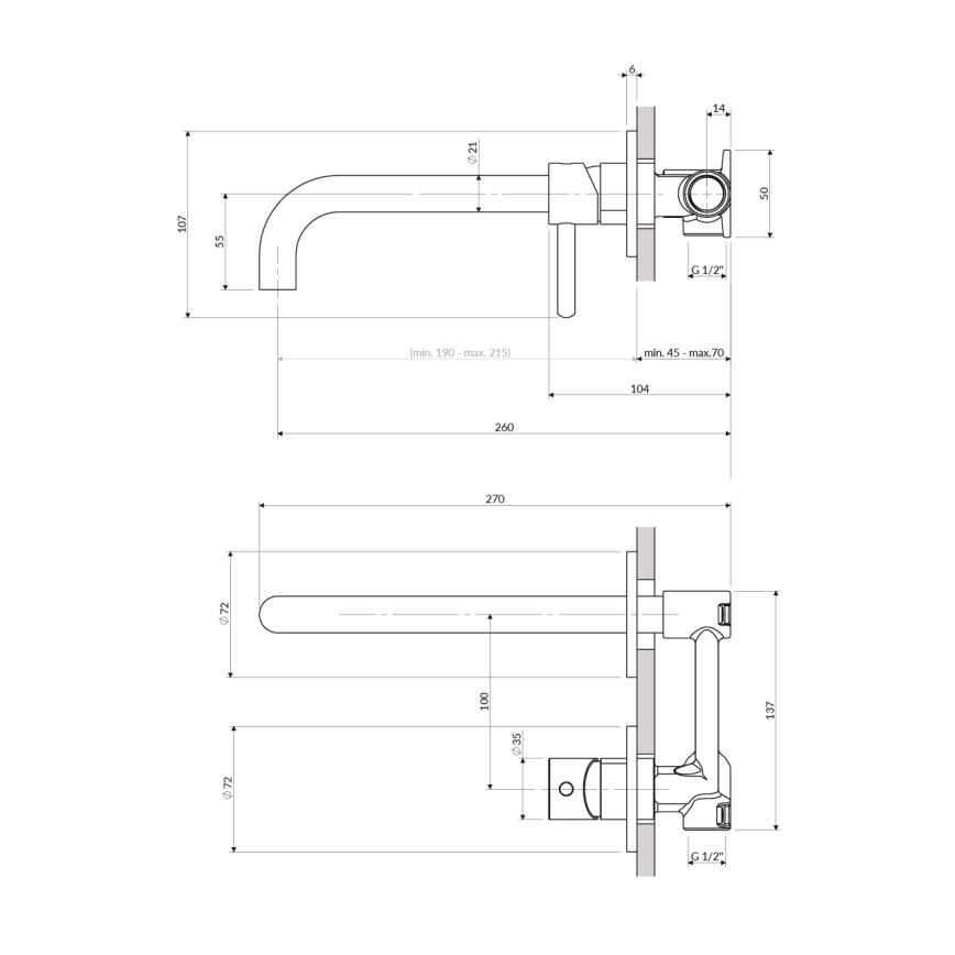 OMNIRES Y1215HLBL - Rubinetto per lavabo da incasso Y semi-opaco nero