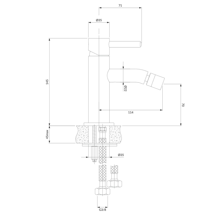 OMNIRES Y1220GLB - Rubinetto del bidet Y 14,5 cm molato oro