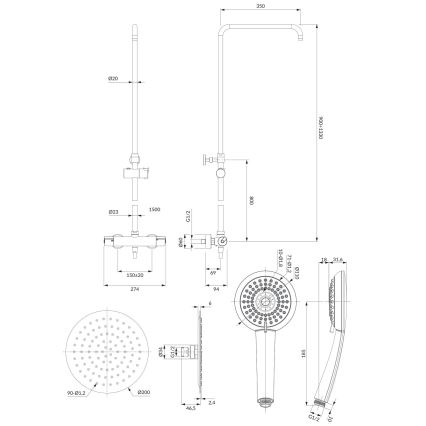 OMNIRES Y1244X/6CR - Set doccia con miscelatore termostatico Y cromo lucido