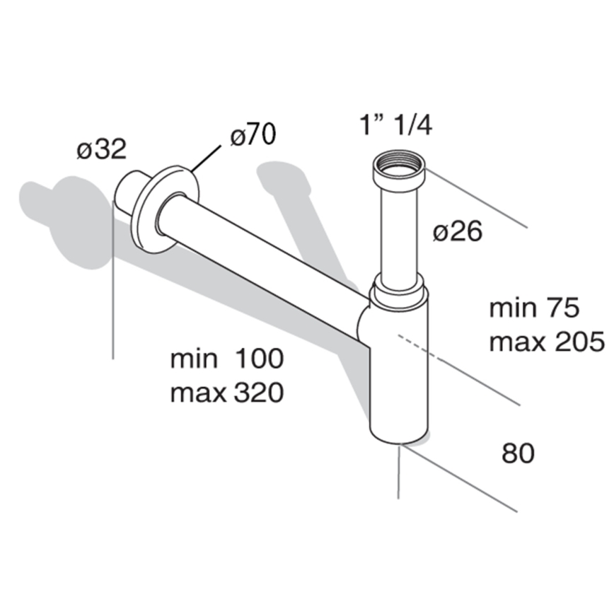 Omp tea - Sifone per lavabo TEA MINITOTI, cromo lucido