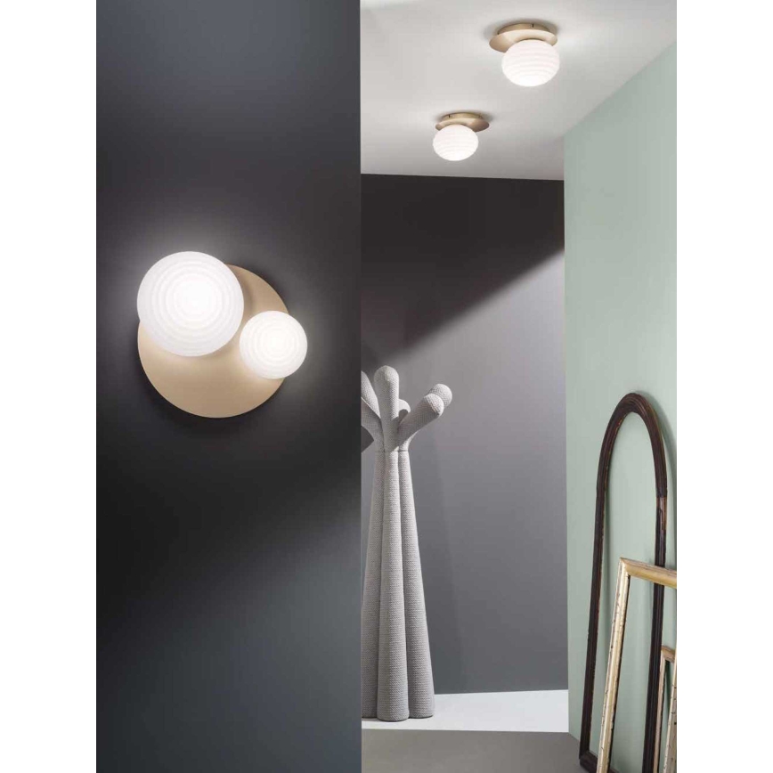 Ondaluce - Applique da parete TONDO 1xE14/10W/230V + 1xE27/15W dorato/bianco