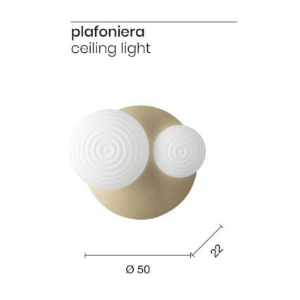 Ondaluce - Applique da parete TONDO 1xE14/10W/230V + 1xE27/15W dorato/bianco