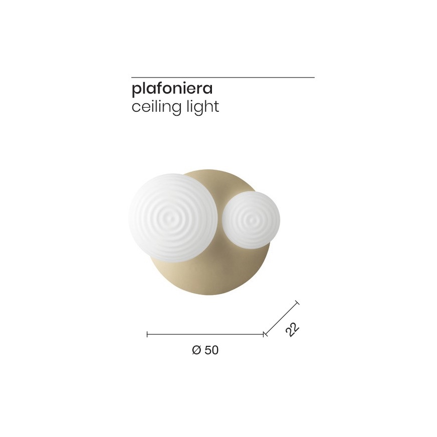 Ondaluce - Applique da parete TONDO 1xE14/10W/230V + 1xE27/15W dorato/bianco
