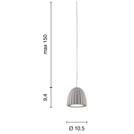 Ondaluce - Lampada a sospensione con cavo CONCRETE 1xGU10/7,5 W/230 V Ø 10,5 cm grigio cemento