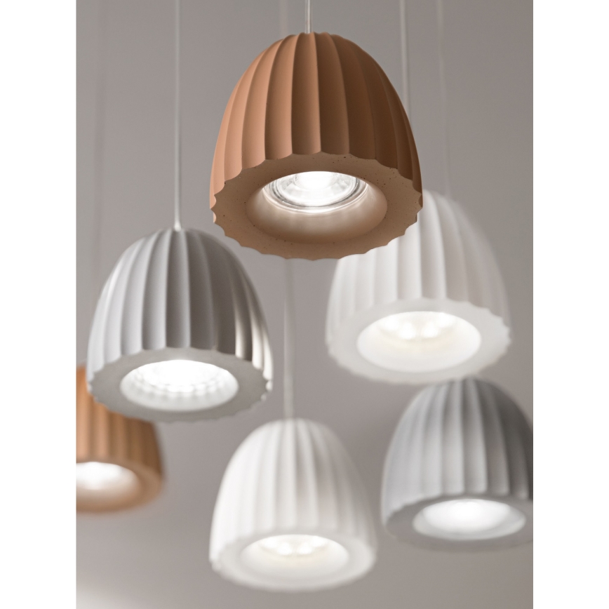 Ondaluce - Lampada a sospensione con cavo CONCRETE 1xGU10/7,5W/230V Ø 10,5 cm cemento/bianco