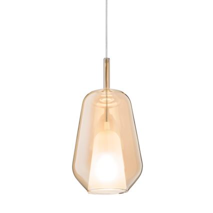 Ondaluce - Lampada a sospensione con cavo THELMA 1xE27/15W/230V Ø 19 cm oro/beige fumé