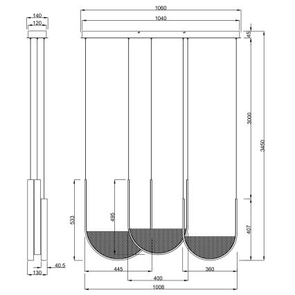 Ondaluce - Lampada a sospensione dimmerabile su cavo LOTUS LED/70W/230V dorata