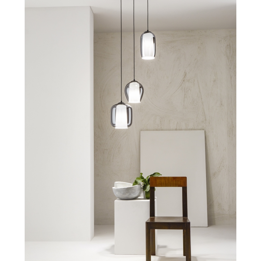 Ondaluce - Lampada a sospensione su cavo BONNIE 1xE27/15W/230V Ø 15 cm nero fumé