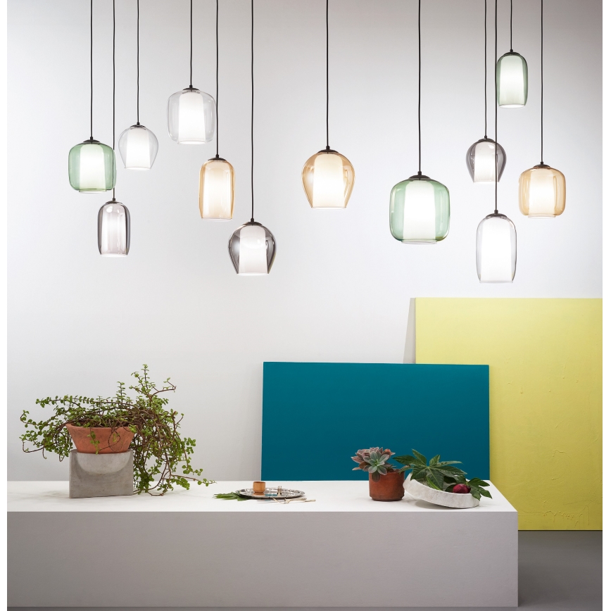 Ondaluce - Lampada a sospensione su cavo BONNIE 1xE27/15W/230V Ø 15 cm nero fumé