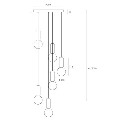 Ondaluce - Lampada a sospensione su cavo ROCK 6xG9/7W/230V Ø 35 cm cemento marrone/grigio/bianco