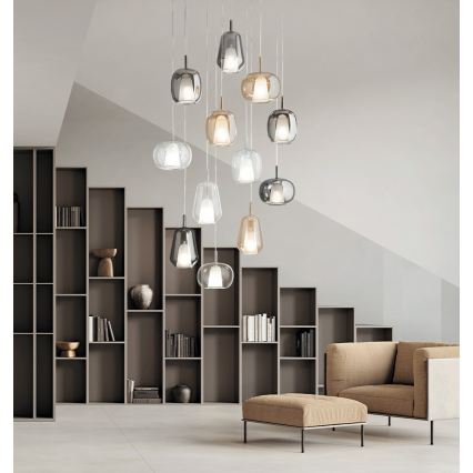 Ondaluce - Lampada a sospensione su cavo THELMA 1xE27/15W/230V grigio fumo