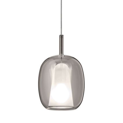 Ondaluce - Lampada a sospensione THELMA 1xE27/15W/230V Ø 19,5 cm nero/grigio fumé