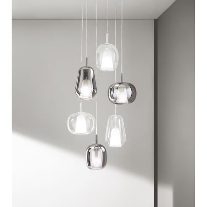Ondaluce - Lampada a sospensione THELMA 1xE27/15W/230V Ø 19,5 cm nero/grigio fumé