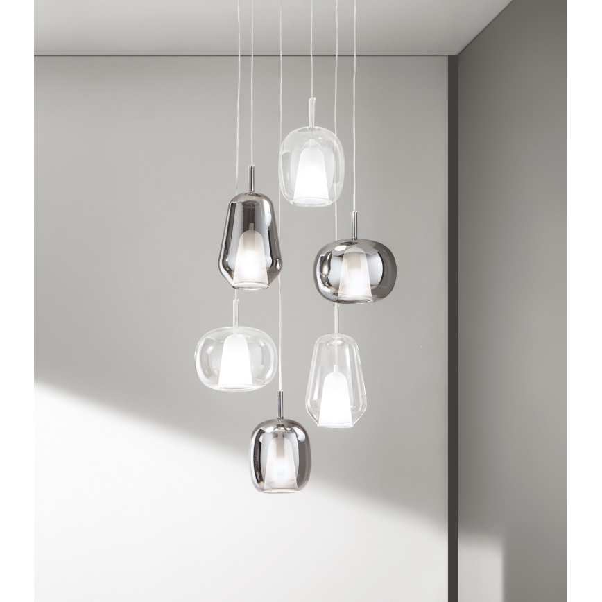 Ondaluce - Lampada a sospensione THELMA 1xE27/15W/230V Ø 19,5 cm nero/grigio fumé
